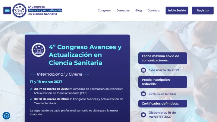 Web oficial del Congreso Avances y Actualización en Ciencia Sanitaria