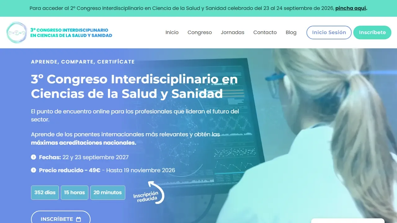 Web oficial del Congreso Interdisciplinario en Ciencias de la Salud y Sanidad