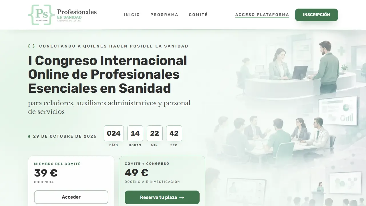 Web oficial del Congreso Internacional Online de Profesionales Esenciales en Sanidad